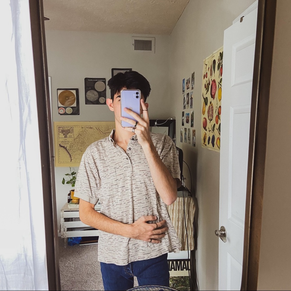 tan thrifted polo